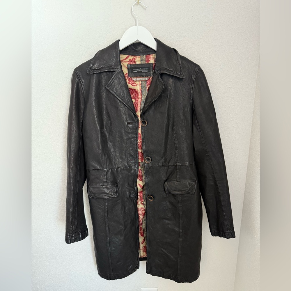 Peruvian Connection Vintage Lamb Leather Trench Fall Trending Coat Size 6